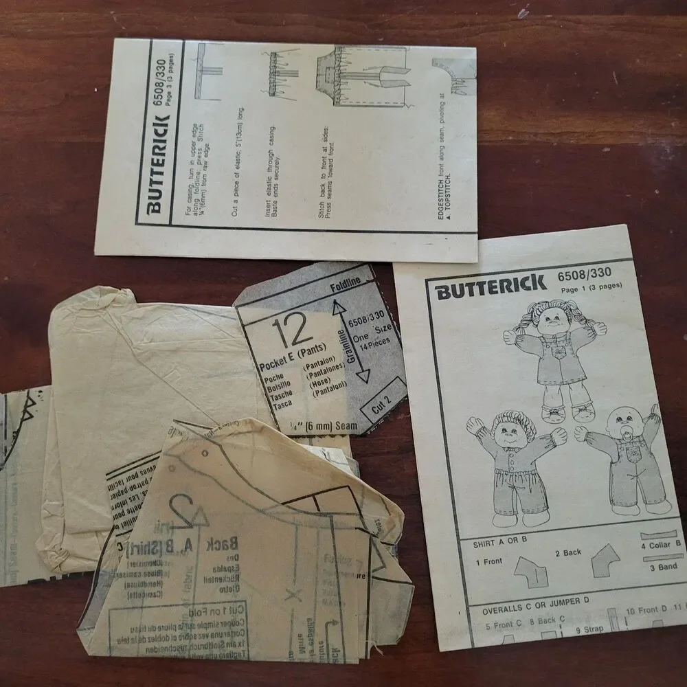 6508 Vintage Cabbage Patch Sewing Pattern Clothes Butterick